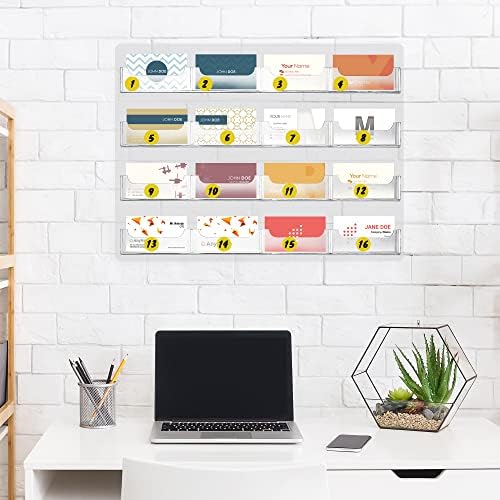 TURSTIN Business Card Holder Wall Mount Clear Sticker Display Marketing Holder Acrylic Business Card Stand Multi Pocket Rack Organizer Space Saver for Home Office (16 Pockets) - Image 6