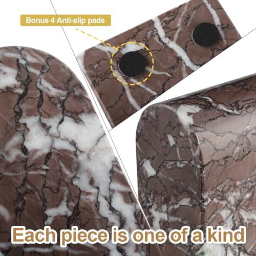 Koville Turkish Natural Marble Bookends for Shelves, Decorative Book Ends, 13lbs Heavy-Duty Marble Book Holders, Bookshelf Apartment Decor for Normal Books/CD/Video Games(Leopard) - Image 3