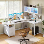 DurayLoly 67" L Shaped Gaming Desk for Dual Monitor, White - Image 2