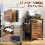 Alpen File Cabinets for Home Office, Small Printer Stand with Storage, Rolling Filing Cabinet with 2 Drawer and Side Storage Bag, Rustic Brown - Image 6