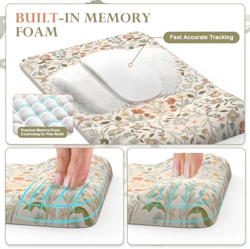 iCasso Mouse Pad with Wrist Rest,Ergonomic Large Desk Mat Set, Beige - Image 4