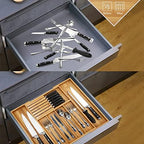 VaeFae Bamboo Silverware Drawer Organizer, 7 Slots, Natural - Image 5