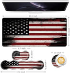 Keyboard Mouse Pad Set, Extended Gaming Mouse Pad+Ergonomics Keyboard Wrist Rest Support, Memory Foam, Easy Typing Pain Relief, 4Pcs XL Ultra Thick Desk Mat,Old American Flag - Image 6