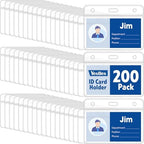 200 Pcs Horizontal Badge Holders, Extra Thick ID Card Name Tag Badge Holder with Resealable Zip, Waterproof ID Badge Holder by YesBes