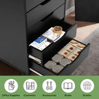 TUSY 7 Drawer File Cabinet with Wheels, Mobile Wood Storage Cabinet for Home Office, Rolling Drawer Organizer for Office Supplies, Printer Stand, Black - Image 6