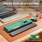 Wireless Keyboard and Mouse Combo, Cute Typewriter, Magnetic Wrist Rest - Image 2