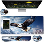 Large Mouse Pad + Keyboard Wrist Rest Set, Extended Gaming Mousepad (31.5X11.8 inch) with Non-Slip Rubber, Ergonomics Memory Foam Mouse Wrist Rest Support, Eagles in The Sky Pattern XXL Desk Pad by Unknown