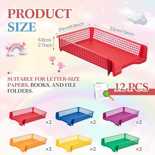Geetery Turn in Trays Classroom, Rainbow Color, Set of 12 - Image 2