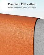 Aothia Faux Leather Desk Mat - Large Mouse Pad, Non-Slip PU Leather Blotter, Waterproof Writing Surface for Office and Home (Hermes Orange, 63" x 17") - Image 2