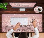 Large Mouse Pad, Desk Mat, Keyboard Pad+ Ergonomic Keyboard Wrist Rest Set,Extended Laptop Protector Writing Mat for Home Office Desktop, Psalm 46:5 Pink Gaming Mouse Pad Office Desk Pad Wrist Rest - Image 4