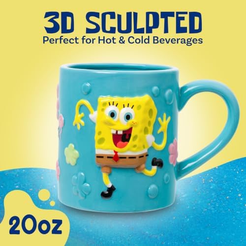 Silver Buffalo Spongebob Squarepants Bubbles Flowers, 3D Sculpted Mug, 20oz - Image 2