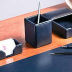 Navy Blue Bonded Leather Pencil Cup - Image 6