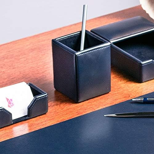 Navy Blue Bonded Leather Pencil Cup - Image 6