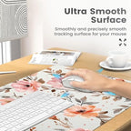 Pink Botanical Office Desk Mat 31.5" x 15.7" Desktop Mat PU Leather Large Mouse Pad White Mousepad Non-Slip Table Mat for Girls, Women, Home, Work, Computer, and Gaming - Image 4