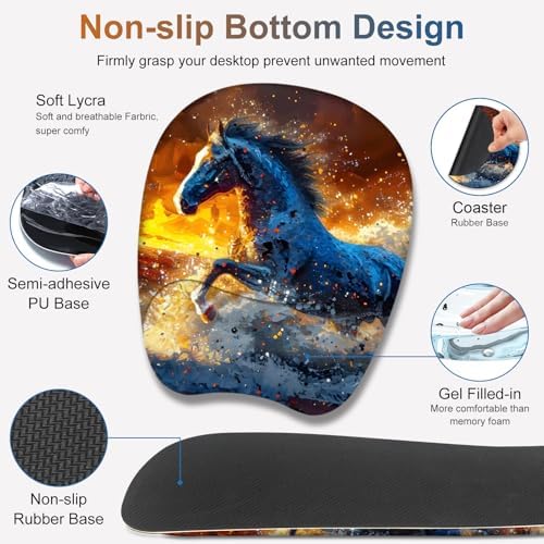 Large Mouse Pad, Keyboard Wrist Rest Set, Ergonomic Mouse Pad with Wrist Support, Desk Mat with Stitched Edges + Coaster, Extended Desk Pad Waterproof Desk Mat for Home Office Game I Running Horse - Image 6