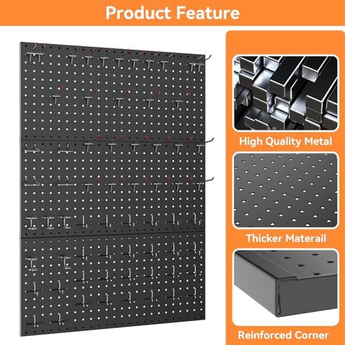 WALMANN 3 PCS 12x24 in Pegboard Panels for Wall, 36x24 in Tools Pegboard - Image 5
