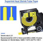 USUPERINK 10 Pack Compatible Labels Tape Replacement for DYMO 18056 12mm 1/2" x 5ft Black on Yellow Heat Shrink Tube Labels for Cables Use with Rhino 3000 4200 5200 5000 6000 Industrial Label Maker - Image 2