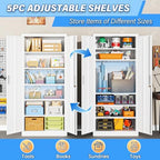 BESFUR Metal Storage Cabinets with Locking Doors and Adjustable Shelves, 71" H Steel Storage Cabinet for Garage, Office, Classroom - White - Image 5