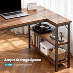 OLIXIS 55 Inch L Shaped Desk, Corner Computer Gaming Desks with Shelves - Image 5