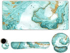 ARTSO Large Mouse Pad Set, Ergonomic Keyboard Wrist Rest Support, Memory Foam Gel Extended Non-Slip Desk Blotter Pad for Office, Home, Teal Turqoise Marble by Artso