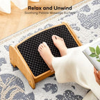 HUANUO Bamboo Under Desk Footrest with 4 Heights and Massage Texture - Image 5