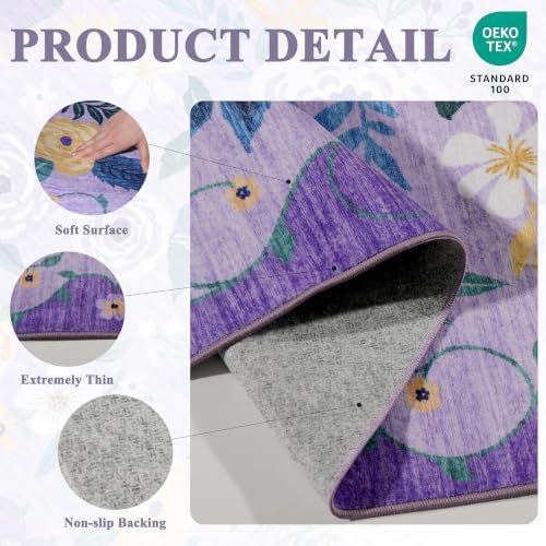 DUKINO 2x6 Runner Rug for Hallway, Washable Kitchen Rugs Non Slip, Purple - Image 5