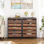 Tribesigns 5-Drawer File Cabinet Set of 2, Wood Mobile Storage Drawer - Image 3