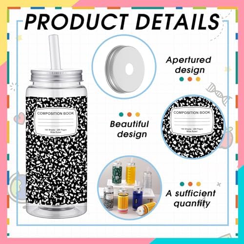 Meanplan 24 Sets Back to School Gifts Bulk Plastic Cup with Lid and Straw - Image 4