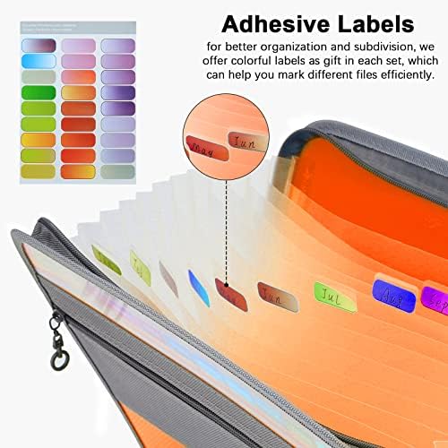 NAFY Expanding File Folders, 13 Pockets Document Organizer with Zipper, A4 Letter Size Portable Accordion Expanding File Folders with Multicolor Labels for Home Office School Supplies (Mix 4 Color) - Image 5