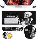 Keyboard Wrist Rest and Mouse Pad Wrist Support Set,Ergonomic Memory Foam Wrist Pad & Non Slip Base for Home Office Working Studying Easy Typing,Pain Relief,Skull Skeleton Black Background by Bxgolkgd