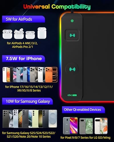 Magnetic Wireless Charging Mouse Pad Gaming, 31.5"x15.8" Large Desk Mat - Image 4