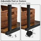 HOOBRO Industrial Printer Stand with Charging Station, 3-Tier Printer Table, Rolling Printer Cart with Adjustable Shelf and Hook, Rustic Brown and Black BF28UPS01 - Image 6