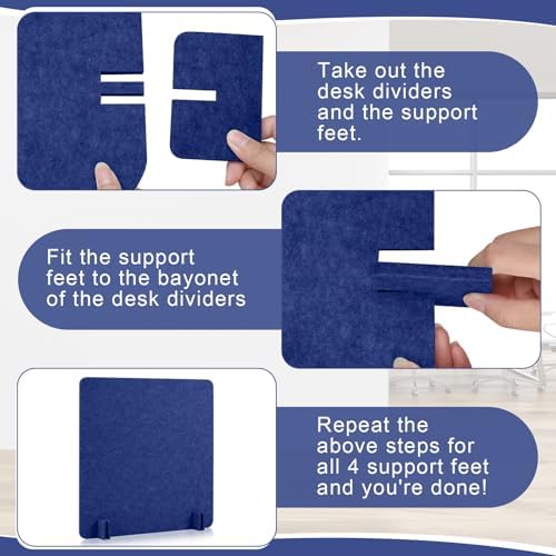 6 Pcs Acoustic Desk Divider Partition Privacy Panel 24 x 24",Blue - Image 3