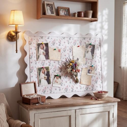Oat Color 36 x 24 Inch Scalloped Felt Bulletin Board, Primrose - Image 4