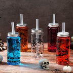 Meanplan 24 Pcs Halloween Ghost Plastic Cup with Lids and Straws Bulk 14 oz - Image 5