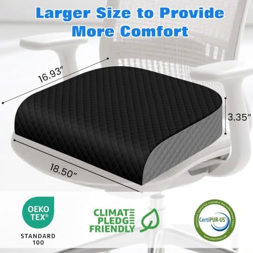Seat Cushion, Office Chair Cushion, Chair Pad, Large, Black, X-Large - Image 2
