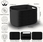 4 Pack Large Storage Baskets for Organizing, 16''Lx12''Wx8''H Woven Baskets for Storage Toys, Towels, Books, and Clothes, Cotton Rope Basket for Shelves with Handle - Image 2