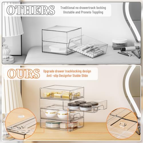 Yieach 12 Pack Clear Stackable Storage Drawers,2.2'' Acrylic Drawer Organizers for Countertop,Office Supply Organizer and Makeup Organizer,Small Plastic Drawers For Pen,Art Crafts Storage,Stationary - Image 4