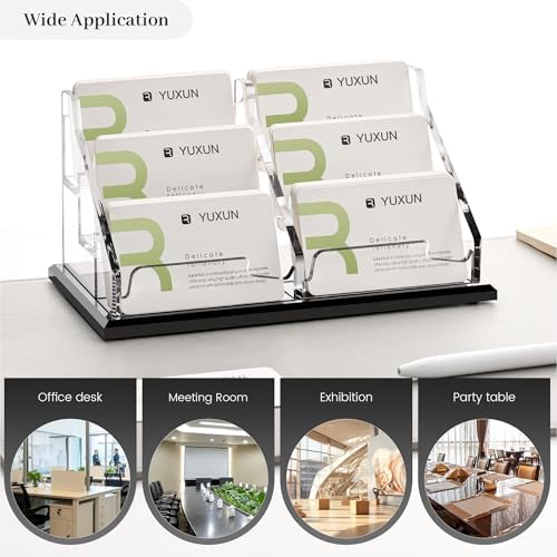 YUXUN Black Business Card Holder for Desk Acrylic Business Card Holder - Image 6