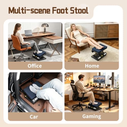Foot Rest Under Desk, 4-Angle Adjustable, Massage & 1.18" Thin Fleece pad - Image 5