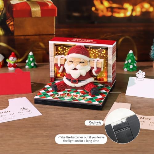 2027 3D Paper Carving Desk Calendar With LED Light (Santa Claus) - Image 4
