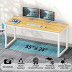 SHW 55-Inch Commercial-Grade Office Computer Desk, Oak - Image 4