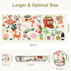 Mouse Pad, 4 in1 Large Desk Mat, Desk Pad Matt for Desktop, Anti-Slip XXL Big Computer Ergonomic Mousepad with Wrist Support for Keyboard and Mouse for Women I Watercolor Stickers - Image 3