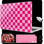 MEEgoodo for M5/M4/M3/M2 MacBook Air 15 inch Case 2026 2025 2024 2023, Case Fit Model (A3448/A3241/A3114/A2941) for MacBook Air 15.3 inch, Rose&Light Pink Checkerboard by MEEgoodo
