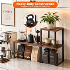 Countertop Organizer Corner Shelf, Wooden 2 Tier Stackable Kitchen Counter Shelves with Non-Slip Pads, Adjustable 3-Piece Desktop Corner Shelf for Desk, Kitchen, Bathroom, Coffee Corner - Image 6