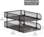 Mind Reader 2-Tier Stackable Paper Tray, Metal Mesh Desk Organizer for Files, Documents, and Mail, Office Desktop Storage, Set of 2, Black - Image 3