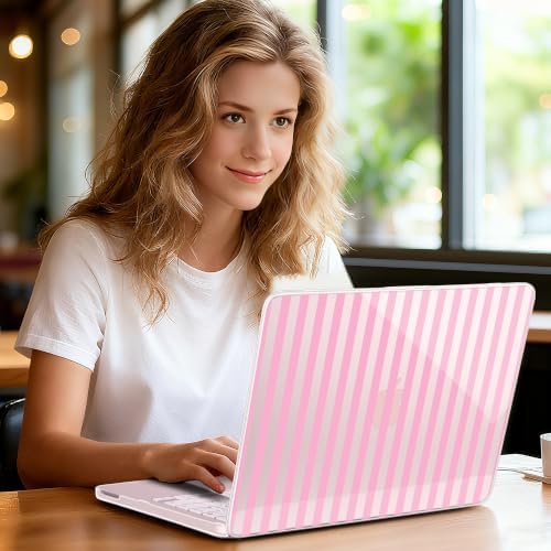 for MacBook Neo 13 inch Case 2026 (Model A3404, A18 Pro) Precision Fit & Scratch Unique Design Hard Shell, Keyboard Cover, Trackpad Protector, 2 OTG Adapter, for Women Cute, Pink Stripes - Image 2