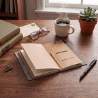 Thenshop Traveling Refillable Leather Journal Notebook, Gray, Stand Size - Image 4