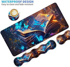 4Pcs Memory Foam Keyboard Wrist Rest Desk Mat Set, Book Blue Butterfly - Image 4
