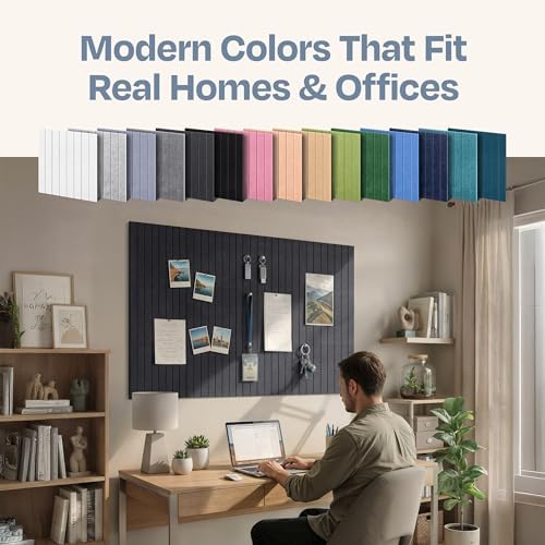 X-Large Cork Board Alternative 12-Pack Felt Bulletin Board Thick and Decorative Pin Board for Home Office Walls 47.24 x 35.43 Inches with 72 Adhesive Tabs - [Dark Gray] - Image 6
